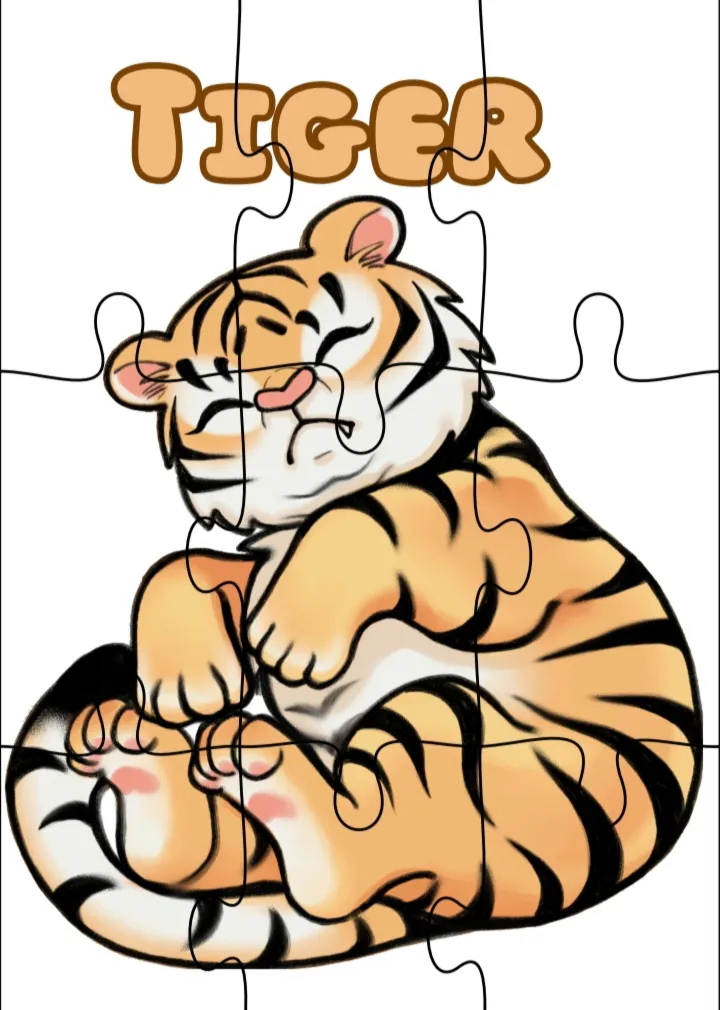 Animal cut and paste puzzle book _7 pages(digital pdf)