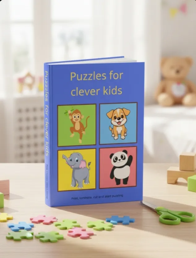 Animal cut and paste puzzle book _7 pages(digital pdf)