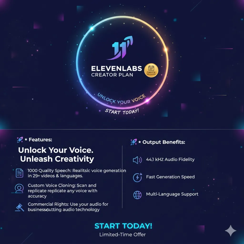 План ElevenLabs Creator на 1 месяц (глобальный)