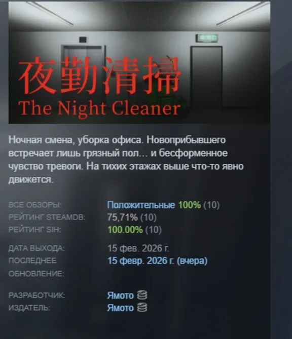 The Night Cleaner АВТОДОСТАВКА STEAM РОССИЯ