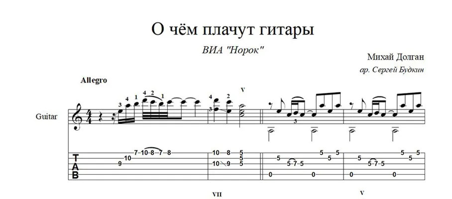 О чём плачут гитары (Михай Долган) ноты для гитары
