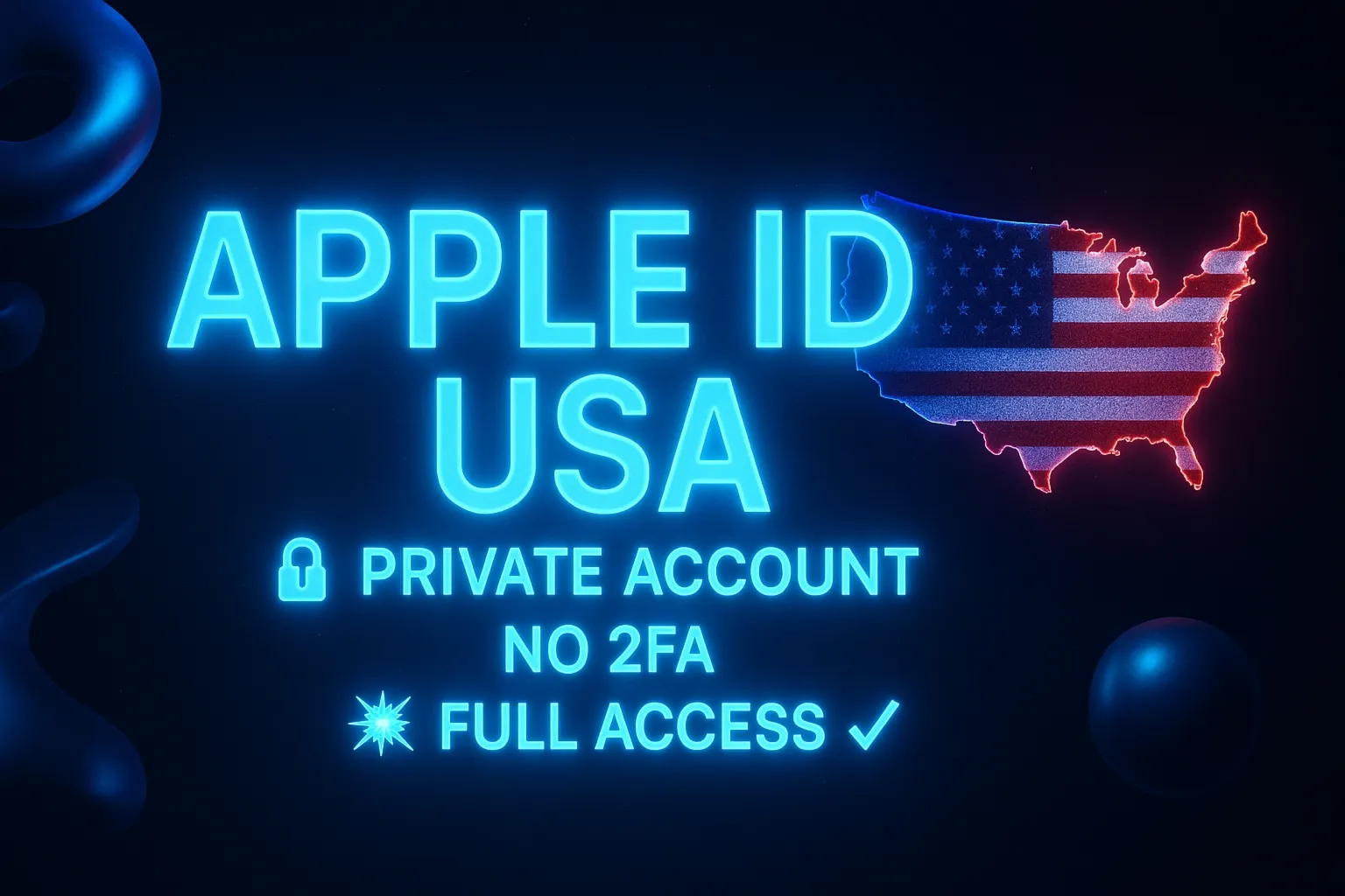 ????????Apple ID США  | Личный аккаунт  No 2FA  Полный доступ 
