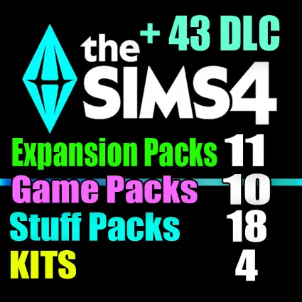 SIMS 4 + 43 DLC (11 допов・10 наборов・18 кат.・4 компл.)