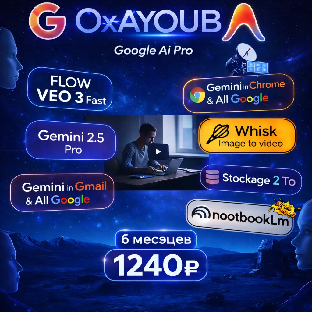 Google AI Pro | Antigravity | 6 месяцев | Gemini 3.0, Nano Banana Pro, Veo 3.1, 2 TB