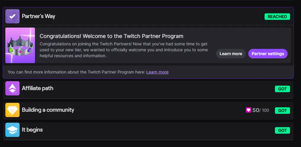 Twitch partner Account