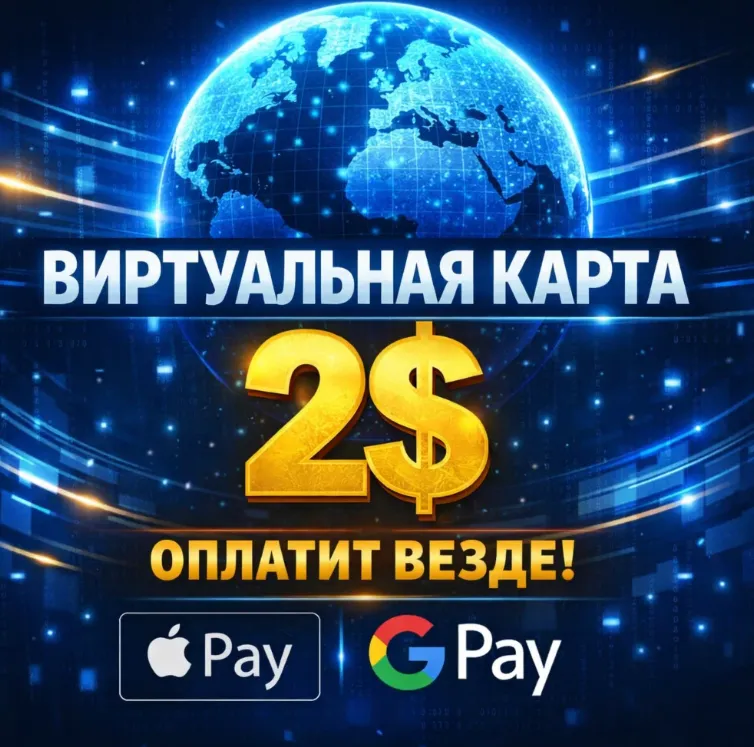 🌐 ВИРТУАЛЬНАЯ КАРТА US | 2$ | ОПЛАТИТ ВЕЗДЕ | APPLE/GOOGLE PAY