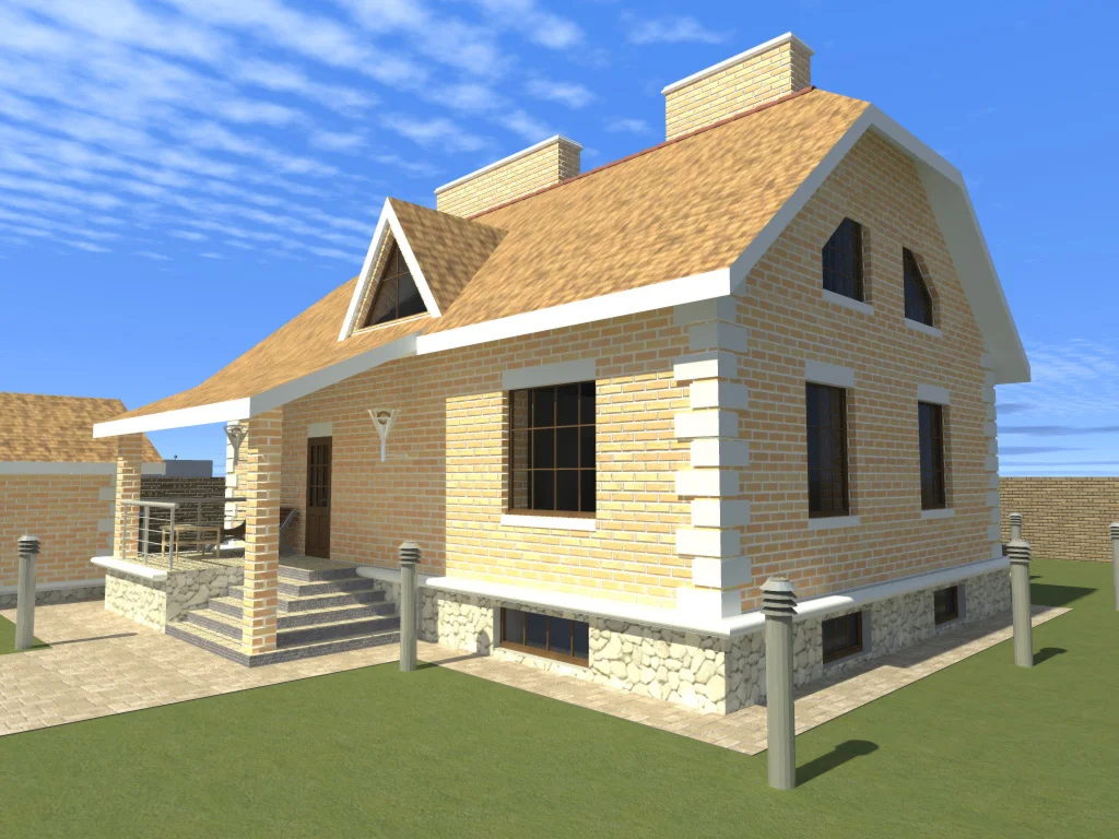 Двухэтажный коттедж с подвалом (DWG)