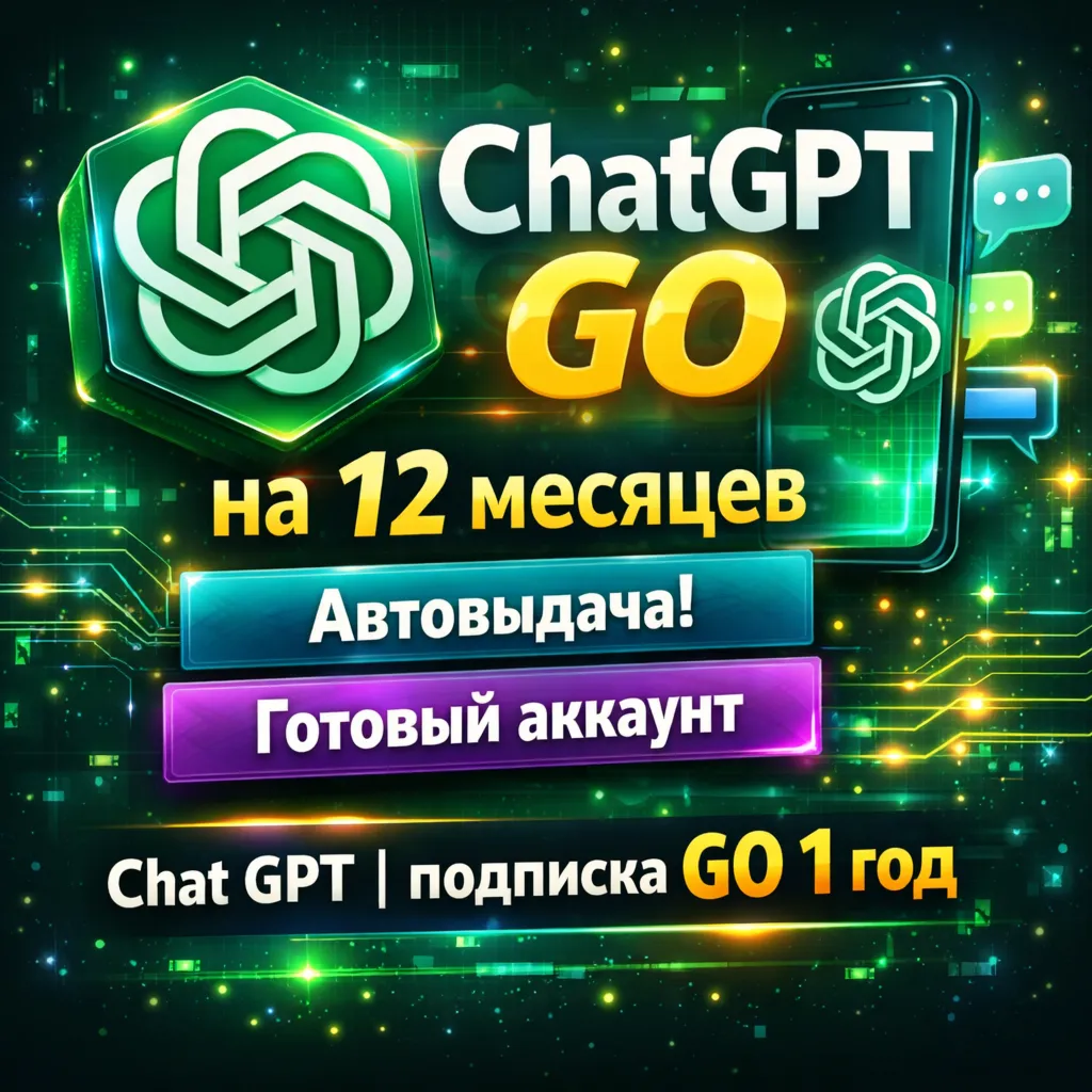ChatGPT GO на 12 месяцев |Автовыдача|  Готовый аккаунт | Chat GPT | подписка GO 1 год