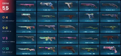 VALORANT | Glitchpop Vandal + 3 Ножа | 55 skins | 159 LVL | Полный доступ