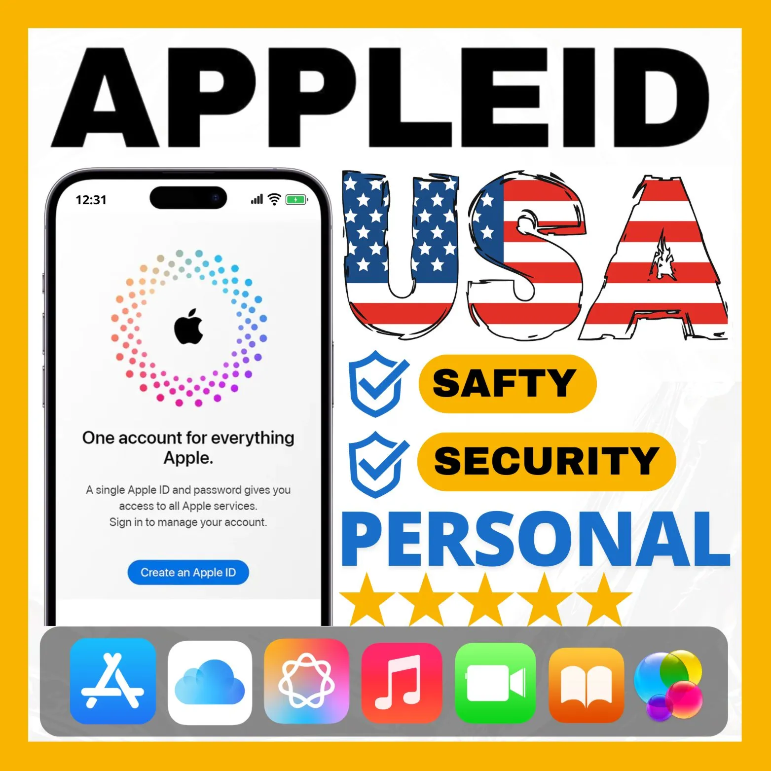  VIP APPLE ID AMERICAN (USA) FOREVER