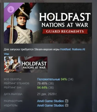 Holdfast: Nations At War - Regiments of the Guard DLC АВТОДОСТАВКА STEAM РОССИЯ