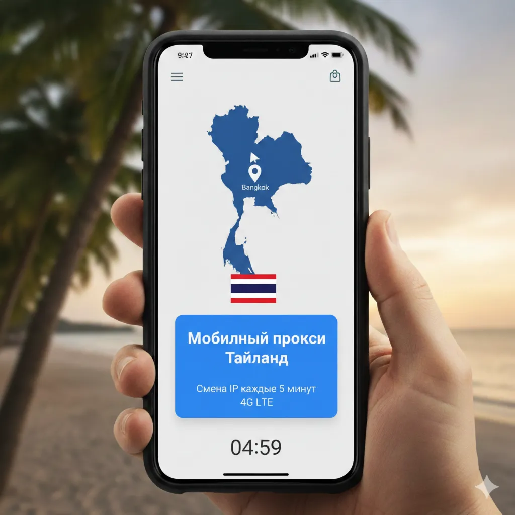 Мобильный прокси Тайланд Смена  IP  каждые 5 минут  4G LTE