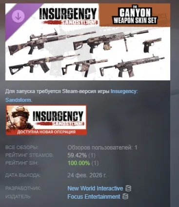 Insurgency: Sandstorm - Canyon Weapon Skin Set DLC АВТОДОСТАВКА STEAM РОССИЯ