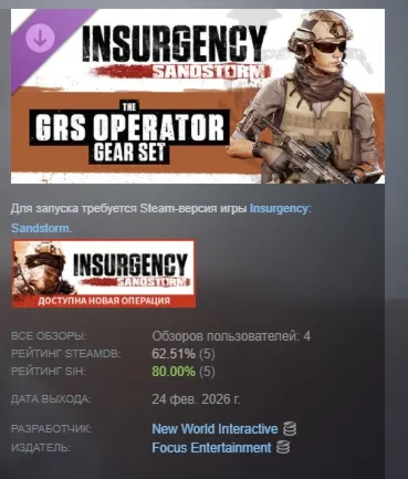 Insurgency: Sandstorm - GRS Operator Gear Set DLC АВТОДОСТАВКА STEAM РОССИЯ