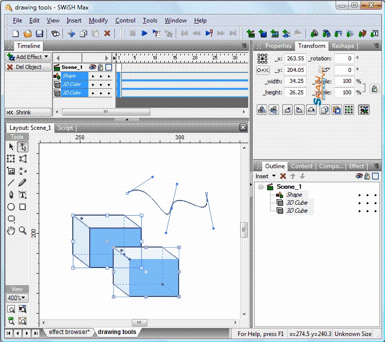 Swishmax 2.0  - редактор Flash-файлов