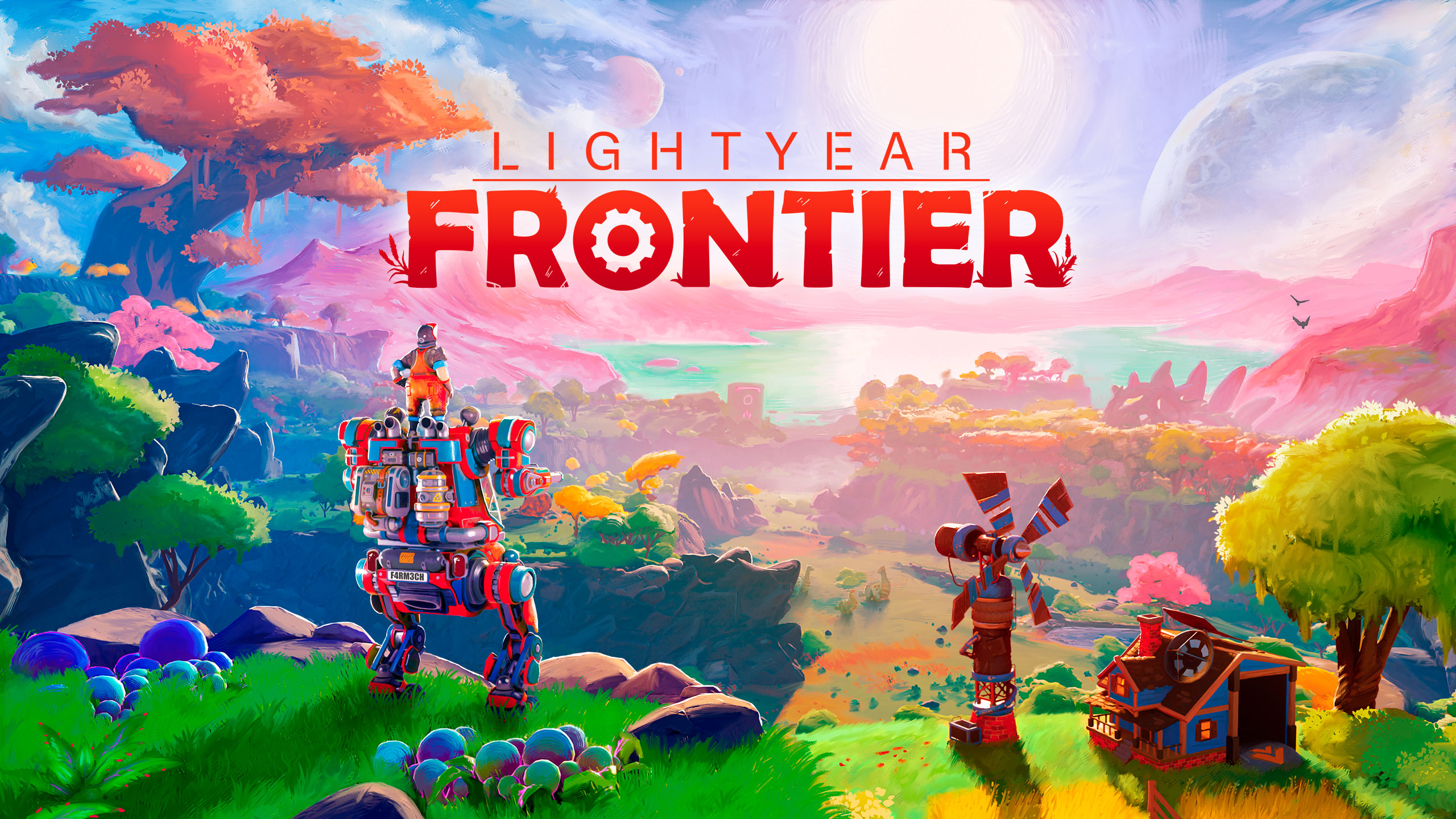 Farming mech in Lightyear Frontier tending to crops